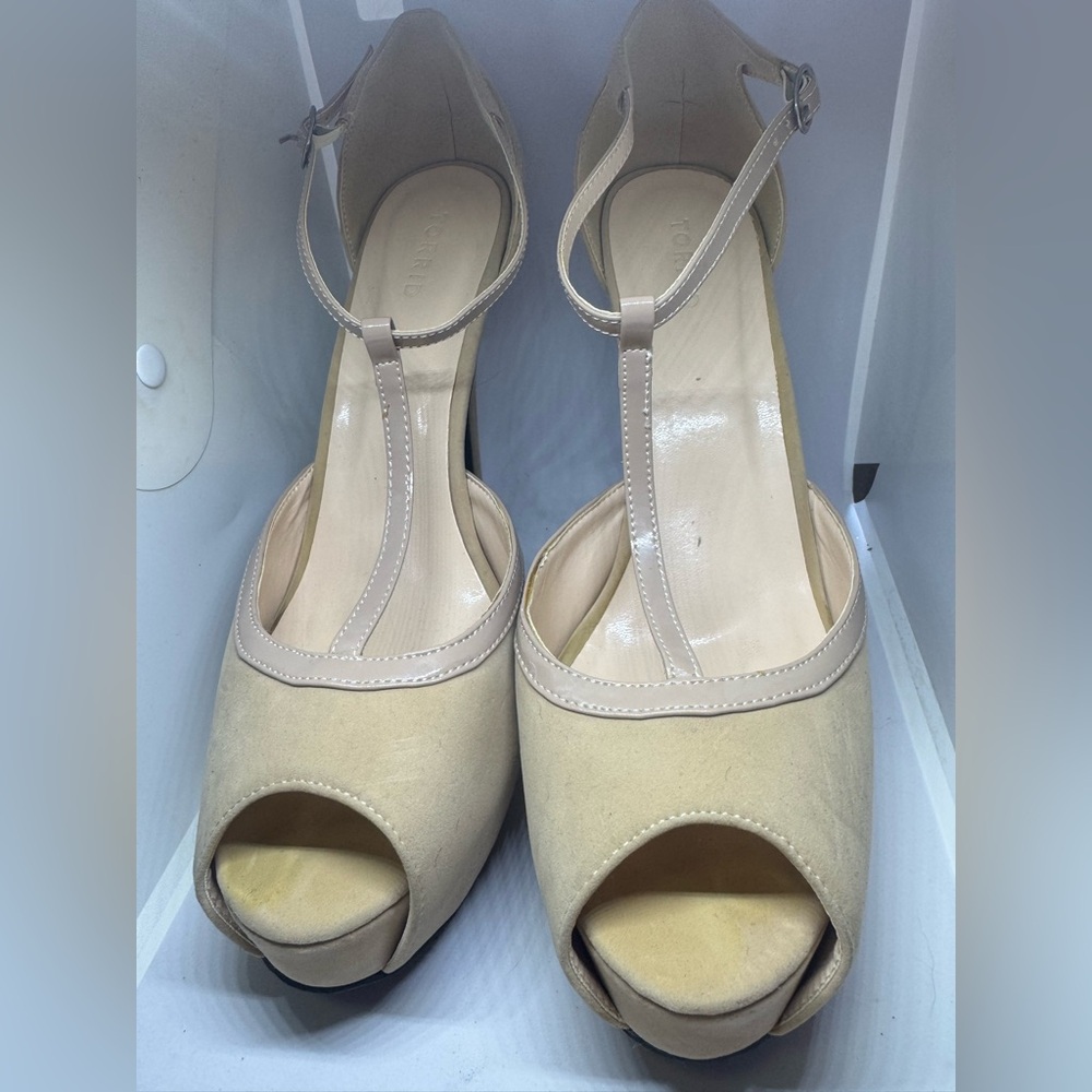 Torrid Beige Peep-Toe Heels